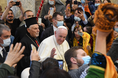 Papa Francisco durante sua visita ao Iraque em março de 2021