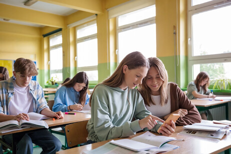 Studenti di scuola superiore durante le lezioni in classe. foto iStock.