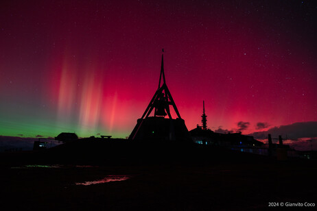 Aurora boreal no Alto Ádige, extremo-norte da Itália