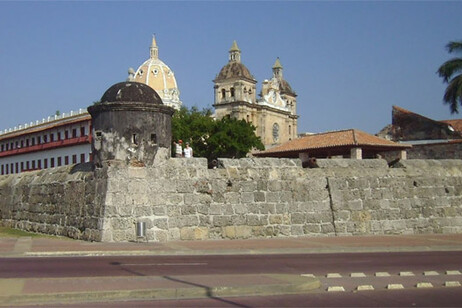 La histórica muralla de Cartagena de Indias, Colombia