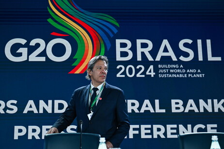 O ministro da Fazenda, Fernando Haddad, durante reunião do G20 das Finanças em Washington