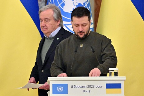 Zelensky recebeu Guterres em março de 2023 em Kiev