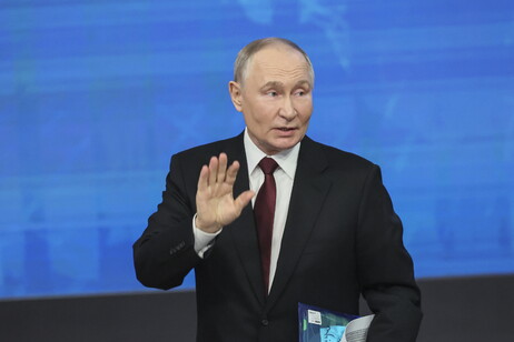 Vladimir Putin durante coletiva de imprensa de fim de ano