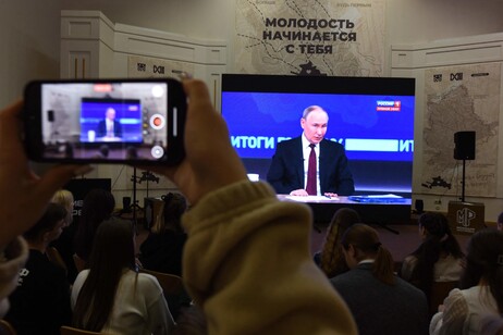 Un momento de la conferencia de prensa de Putin.