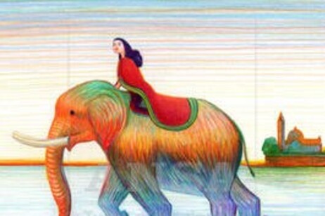 Un elefante en la laguna, en el cartel del Festival de Venecia (ANSA)