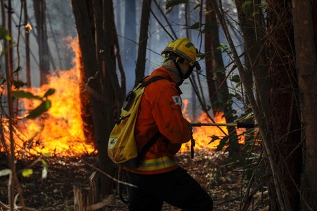 Combate a incêndio florestal nos arredores de Brasília