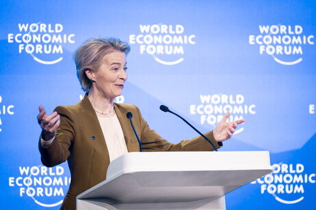 Ursula von der Leyen durante o Fórum de Davos, na Suíça