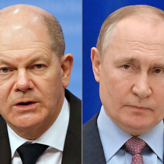 Olaf Scholz e Vladimir Putin