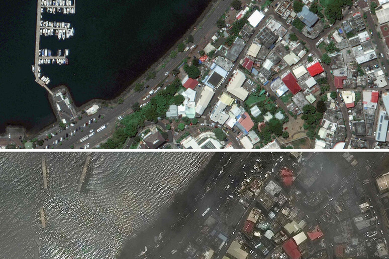 Mayotte prima e dopo il passaggio del devastante uragano - RIPRODUZIONE RISERVATA