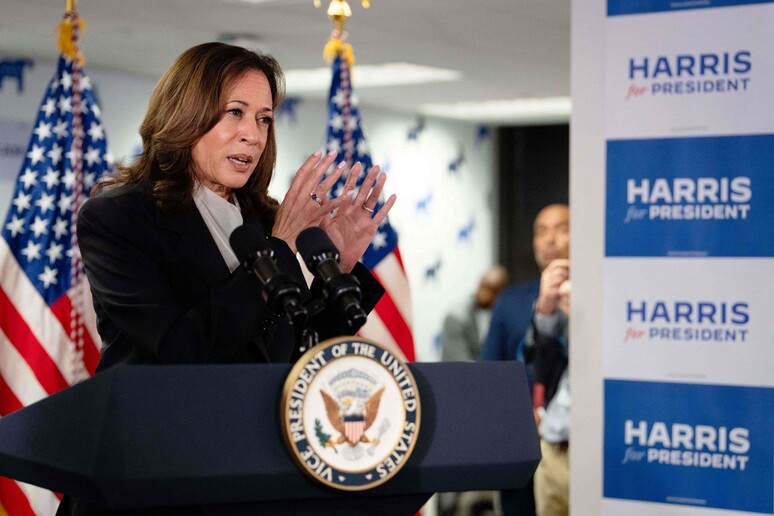 Kamala Harris em evento de campanha em Wilmington, Delaware © ANSA/AFP