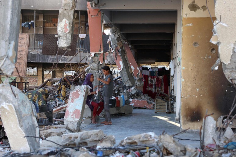 Escola bombardeada por Israel na Faixa de Gaza, em foto de arquivo © ANSA/AFP